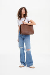 The Work Tote in Maple Croc