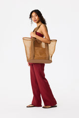 The Mesh Beach Tote in Camel