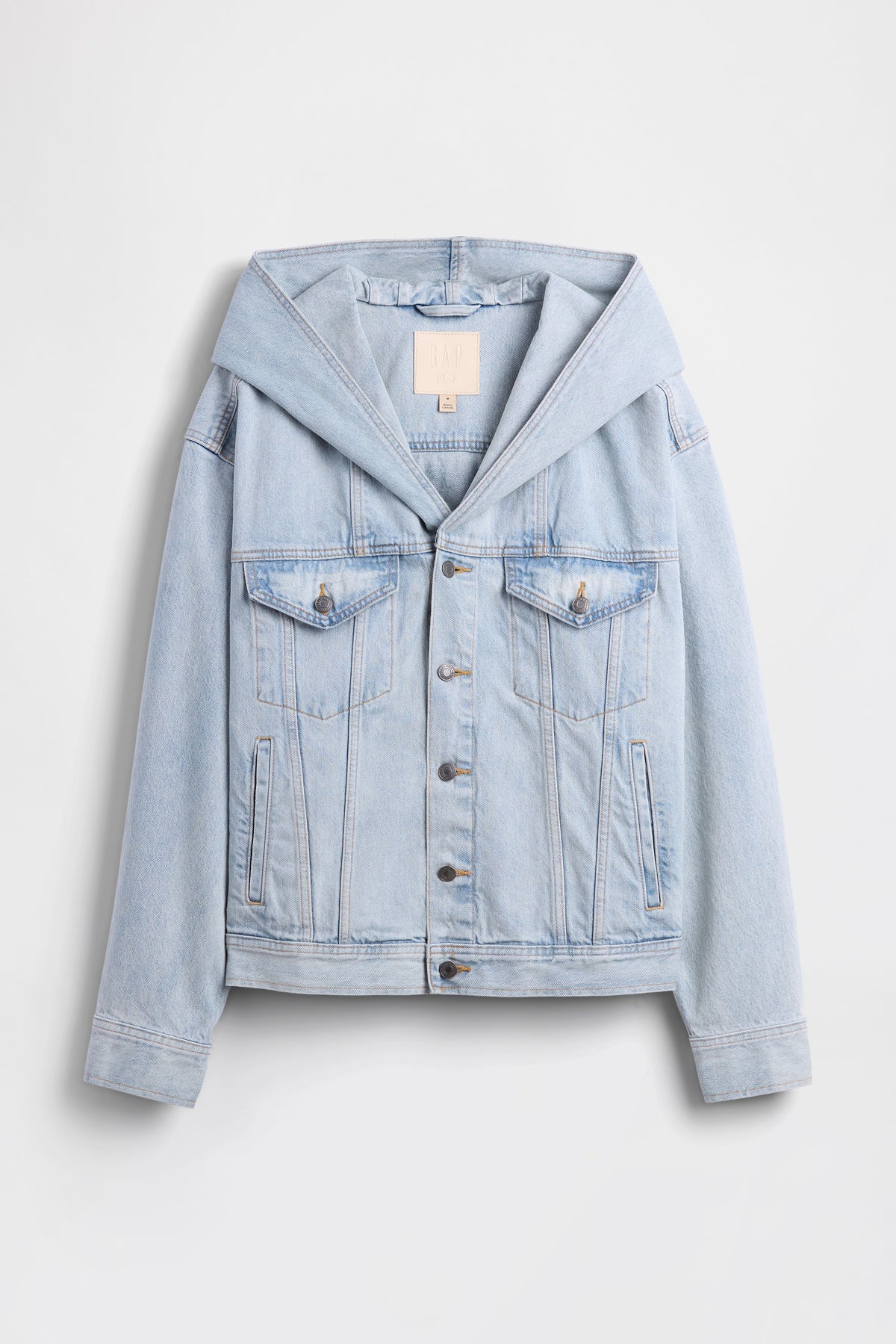 Hooded Denim Jacket in Medium Wash