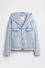 Hooded Denim Jacket in Medium Wash