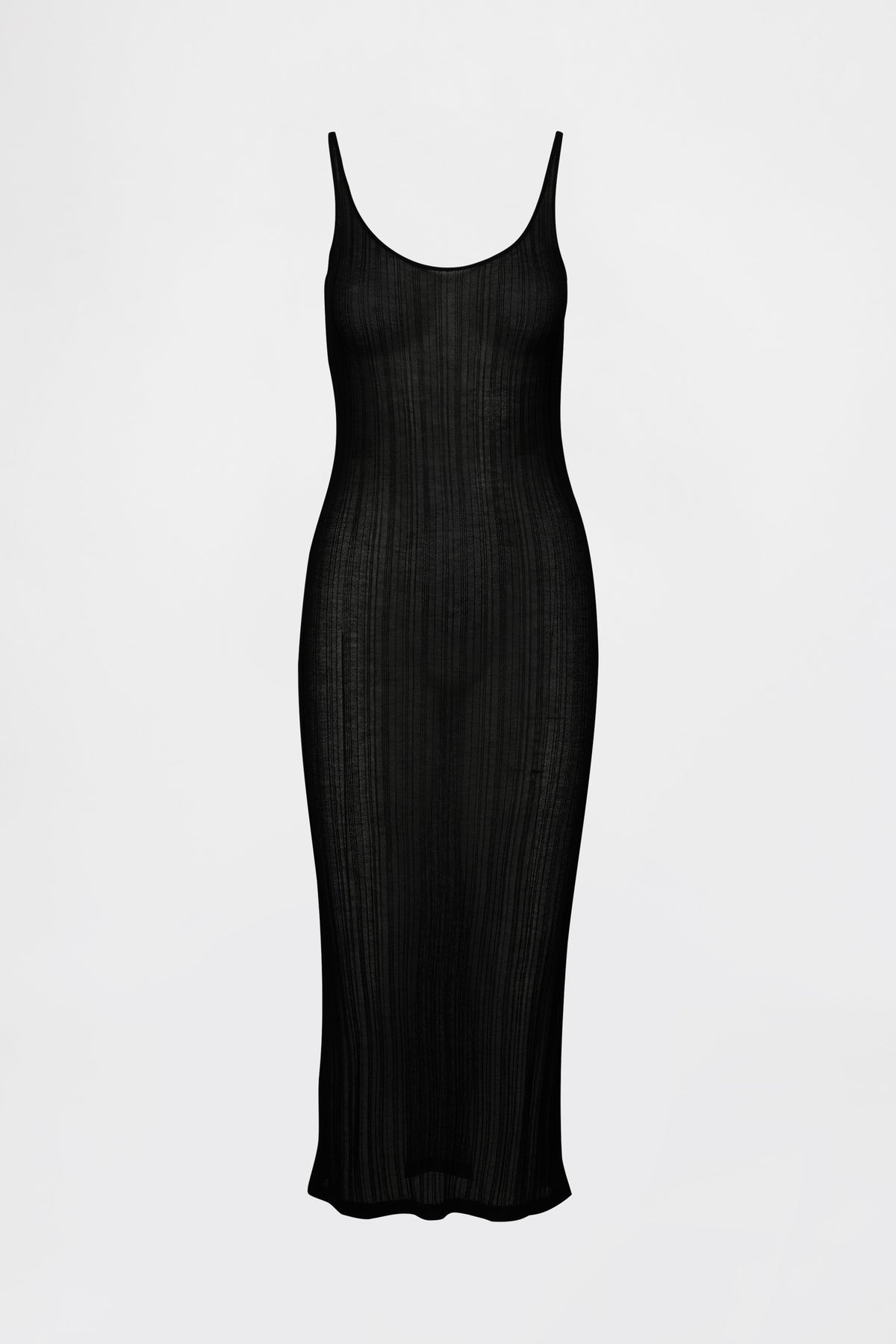 Sheer Midi Dress in Black