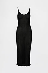 Sheer Midi Dress in Black